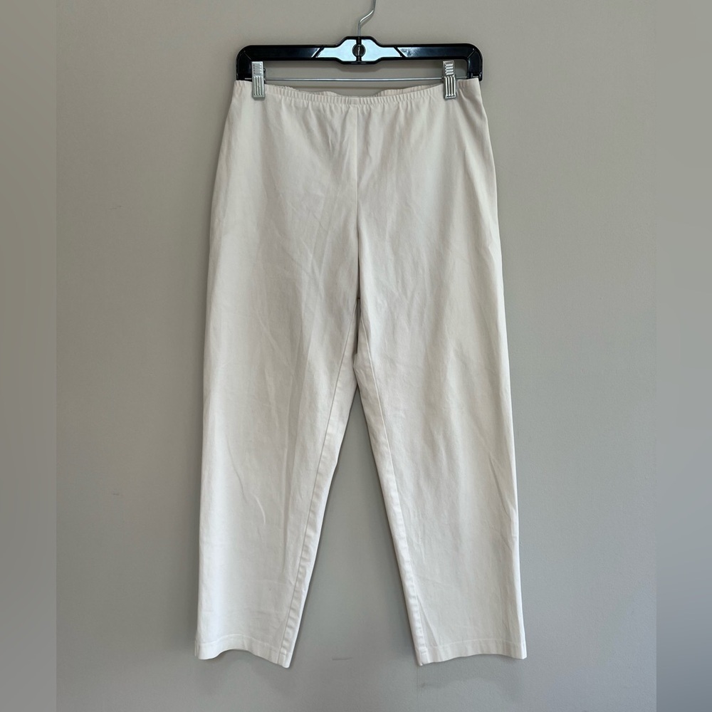 Eileen Fisher Stretch Waist Cropped Straight Leg Pull On Pants Off White size SP